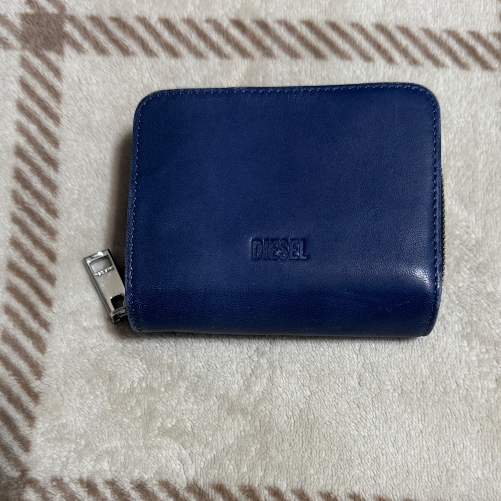 Diesel Navy Blue Zip-Around Leather Wallet